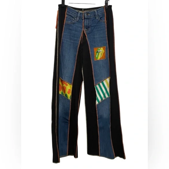 Styles Ever After Vintage Original Designs Denim & Black Stretch Pants NWT - Picture 1 of 11